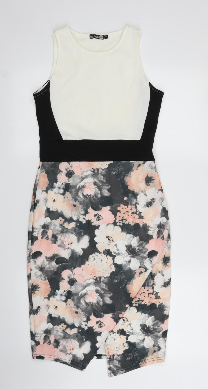 Boohoo Womens Pink Floral  Sheath  Size 10
