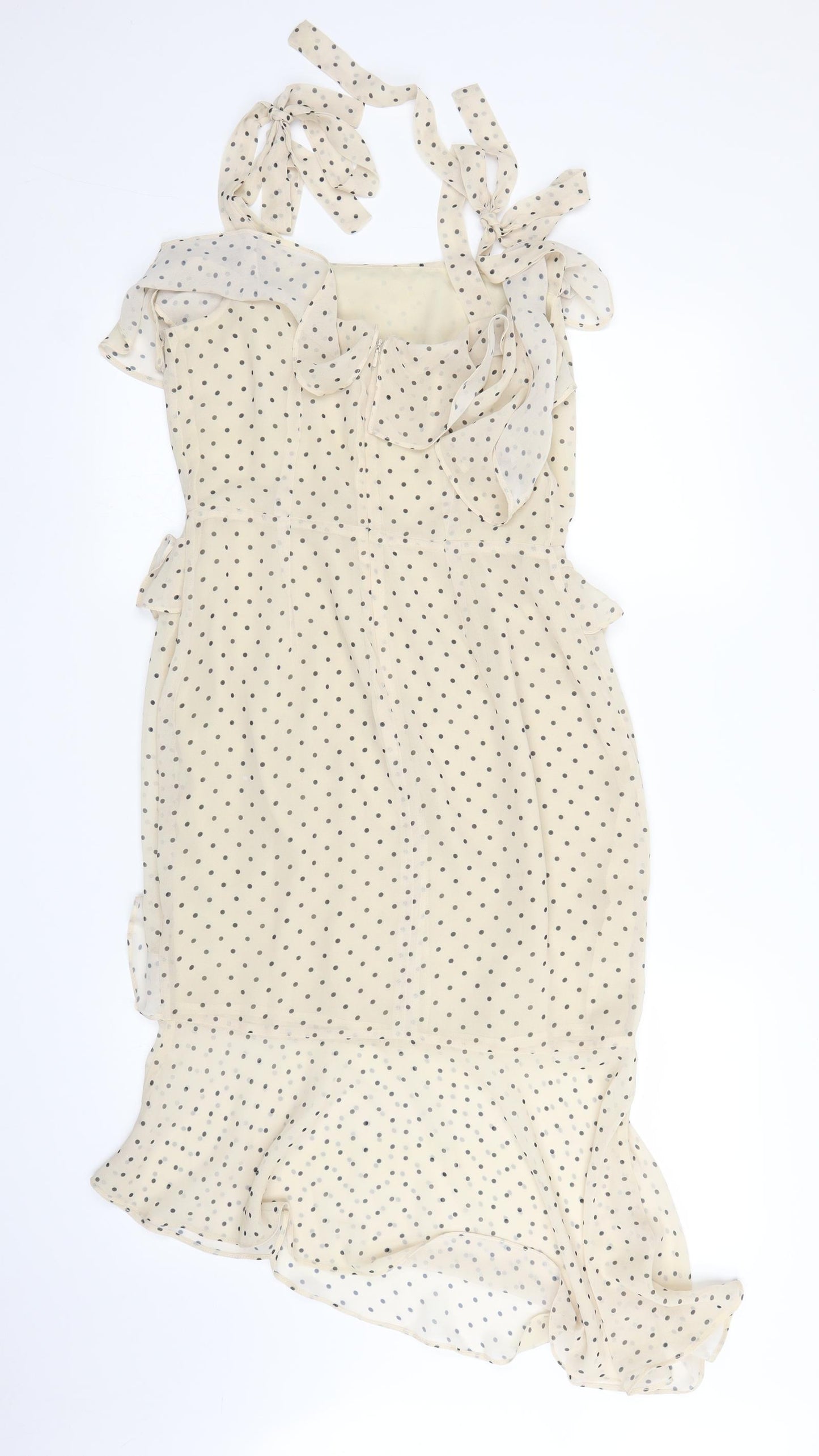 ASOS Womens Beige Polka Dot  Fit & Flare  Size 10