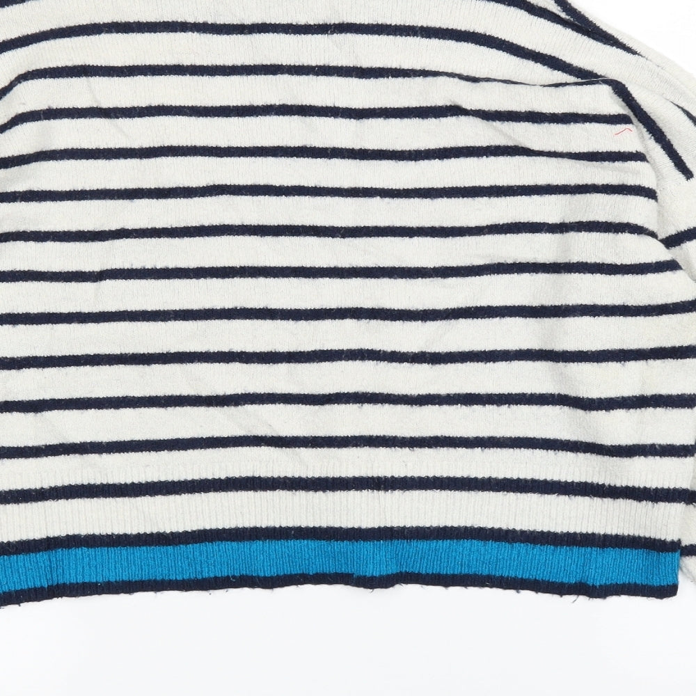 Topshop Womens White Striped  Pullover Jumper Size 12
