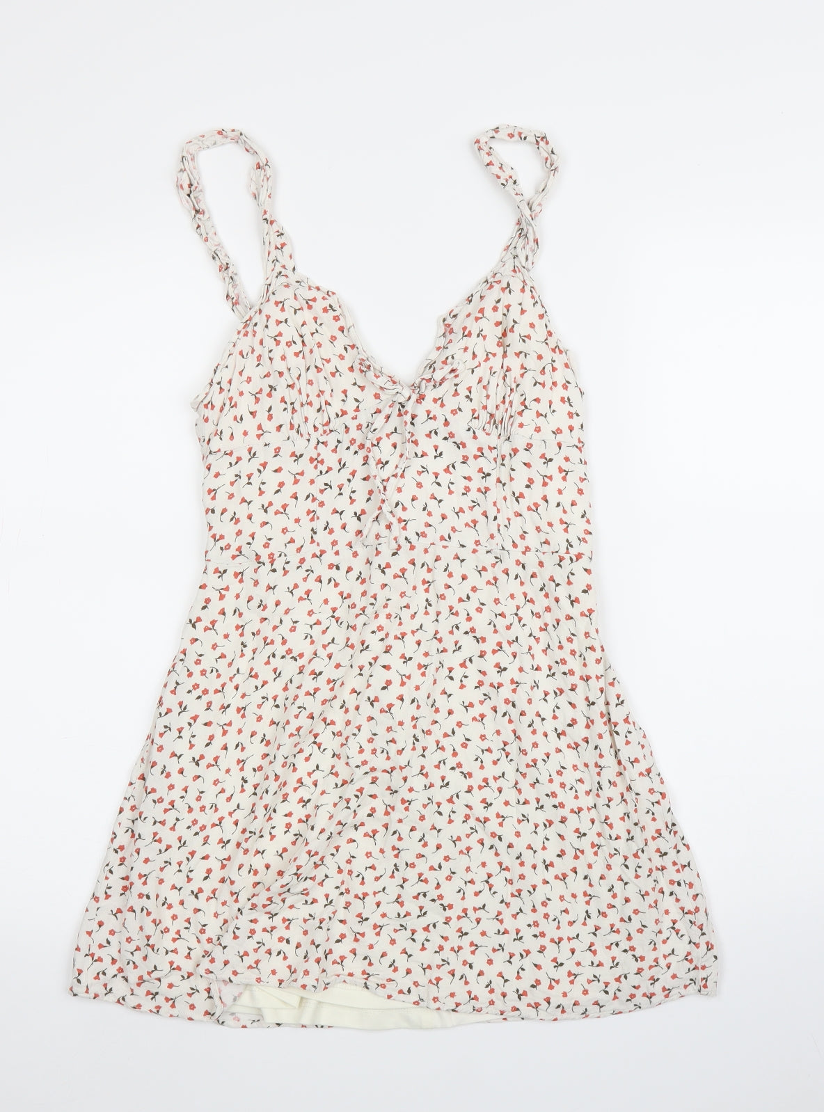 Pull&Bear Womens Beige Floral  Tunic Blouse Size M