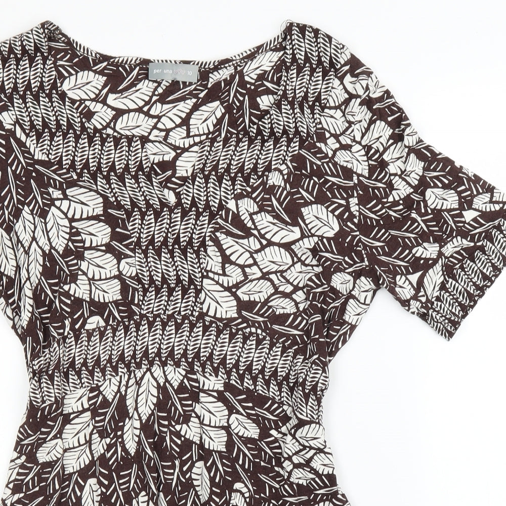 Per Una Womens Brown Floral  Tunic T-Shirt Size 10