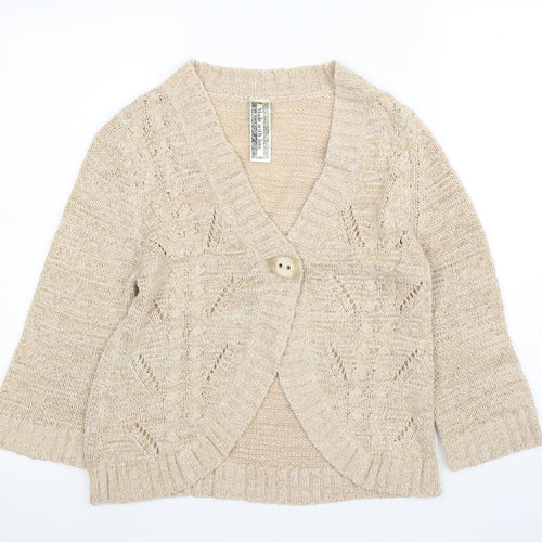 Made with Love Womens Beige   Cardigan Jumper Size 14