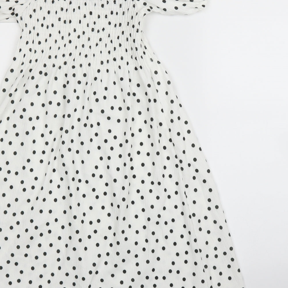 F&F Womens White Polka Dot  A-Line  Size 10