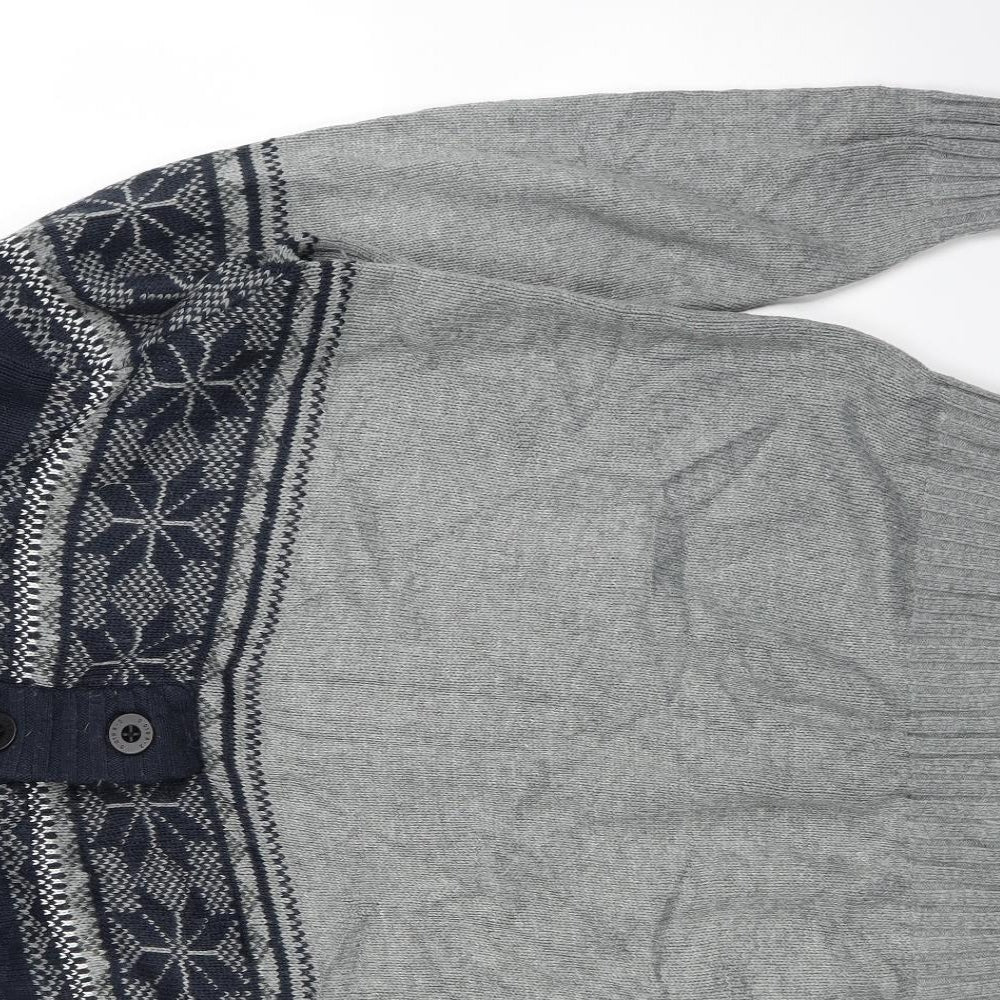 NEXT Mens Grey Fair Isle  Pullover Jumper Size XL