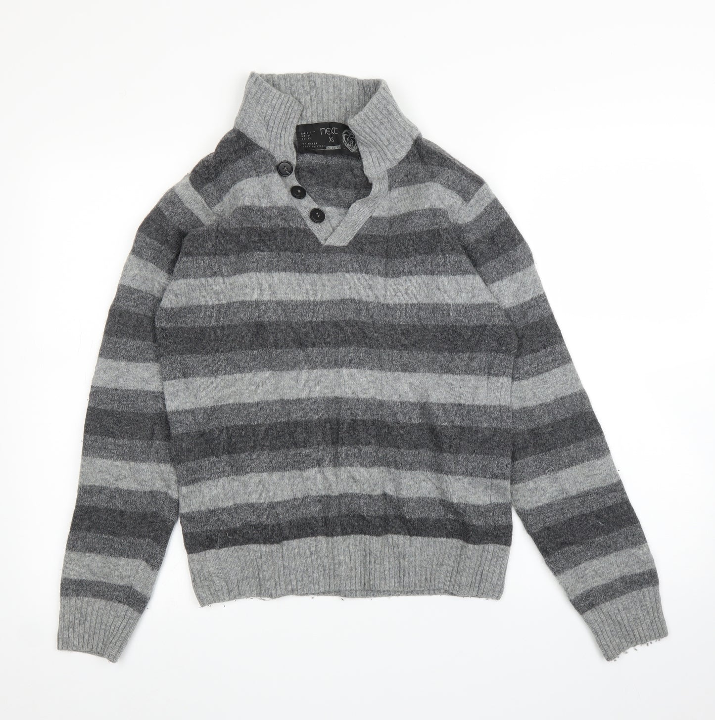 NEXT Mens Grey Striped  Pullover Jumper Size XS