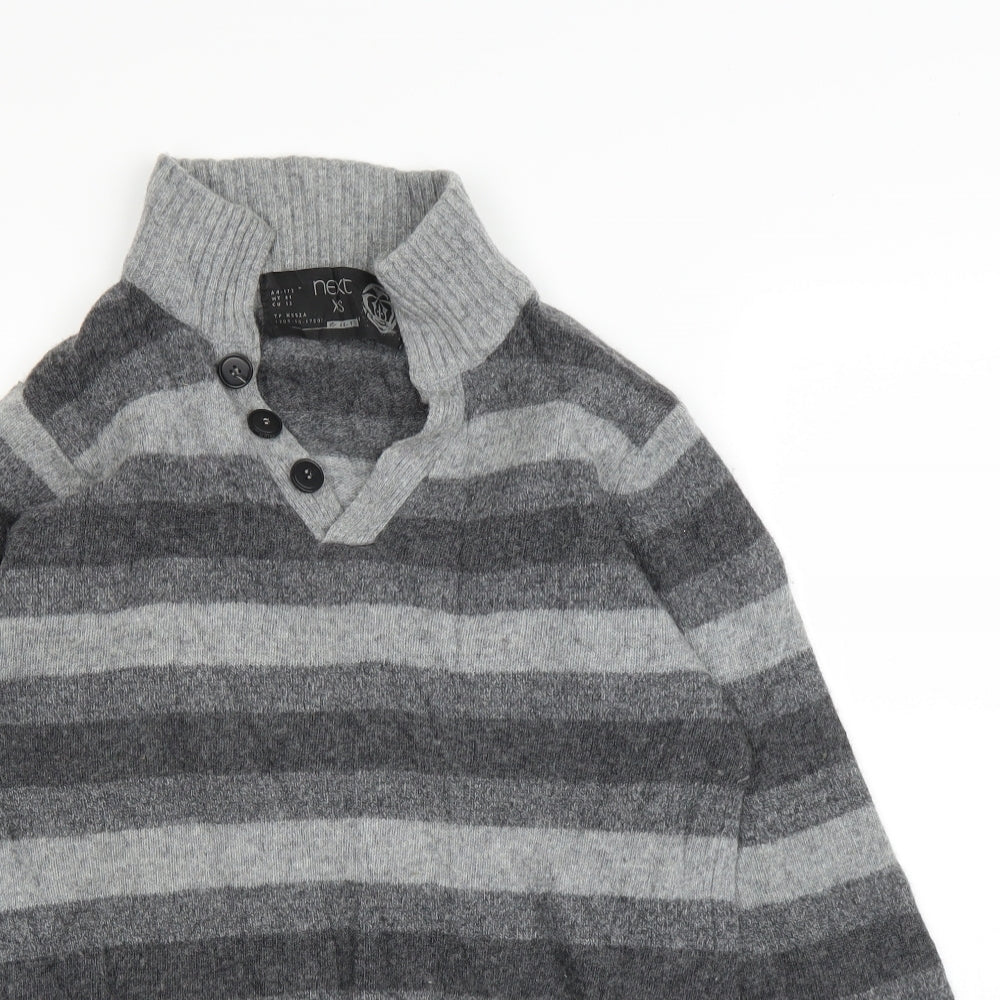 NEXT Mens Grey Striped  Pullover Jumper Size XS