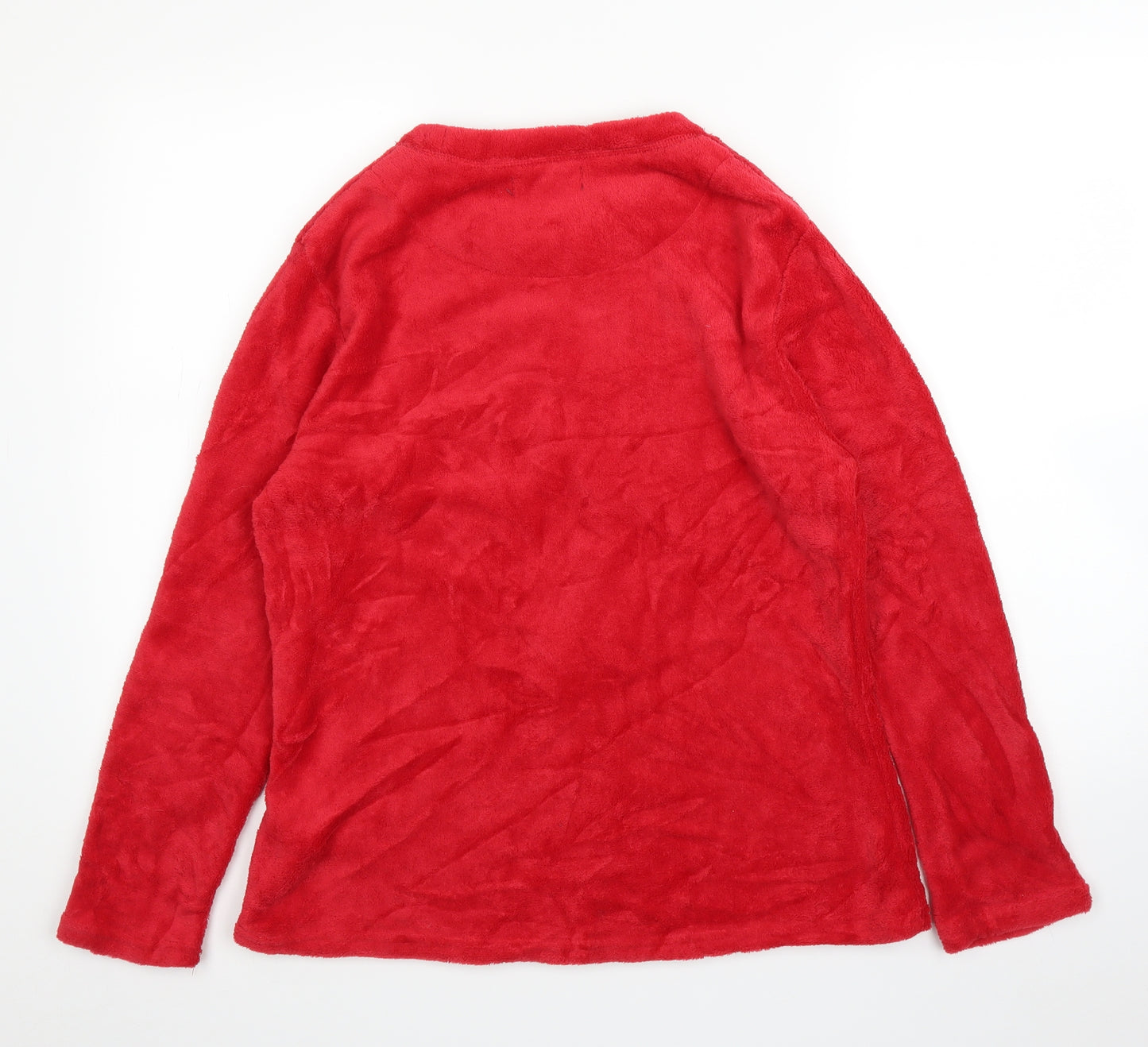 Primark Womens Red Solid Fleece Top Pyjama Top Size M  - Christmas
