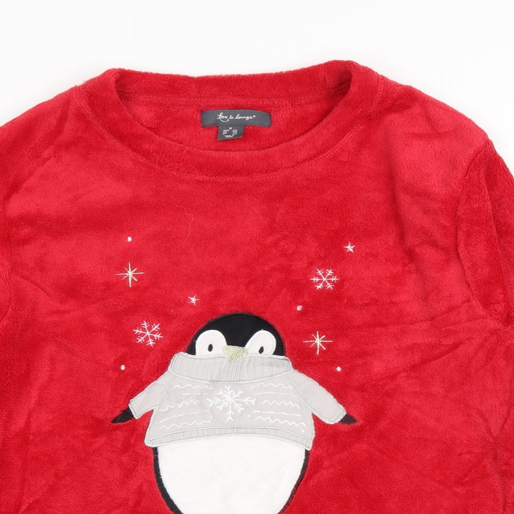 Primark Womens Red Solid Fleece Top Pyjama Top Size M  - Christmas
