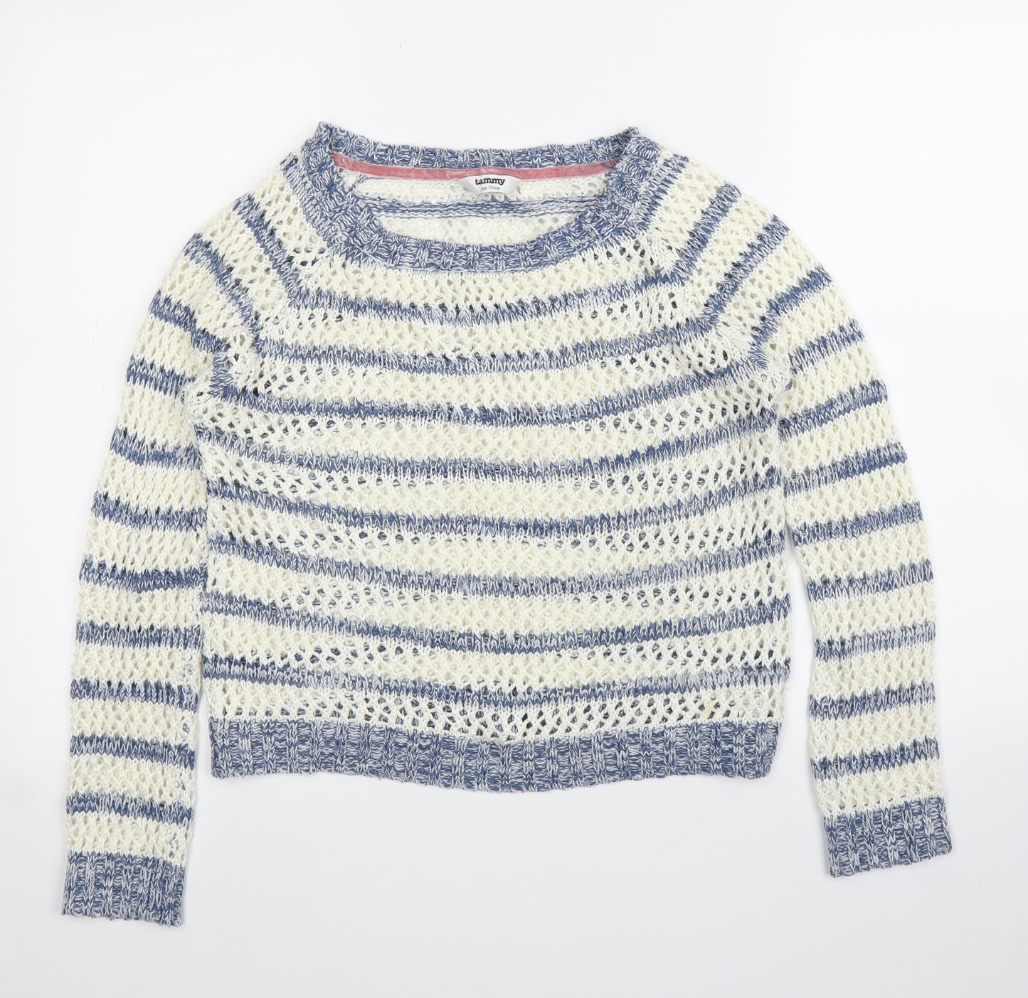Tammy Girls Blue Striped  Pullover Jumper Size 14 Years