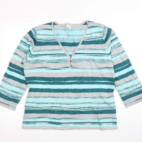 CC Womens Blue Striped  Pullover Jumper Size L