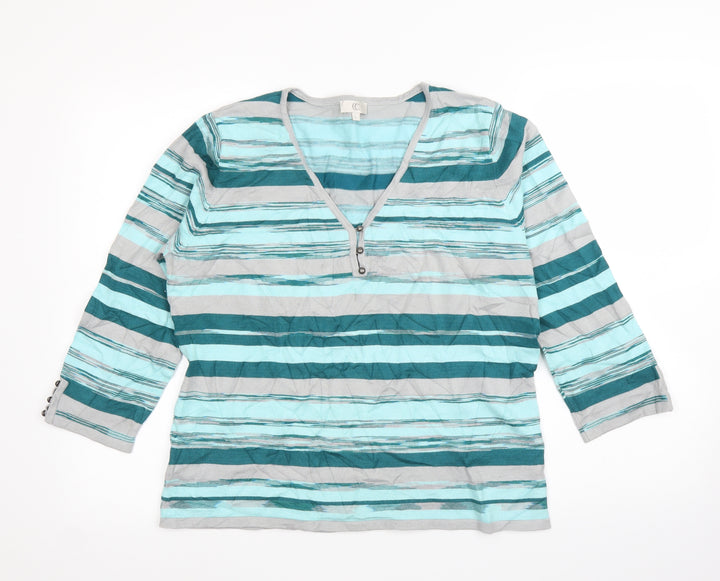 CC Womens Blue Striped Pullover Jumper Size L