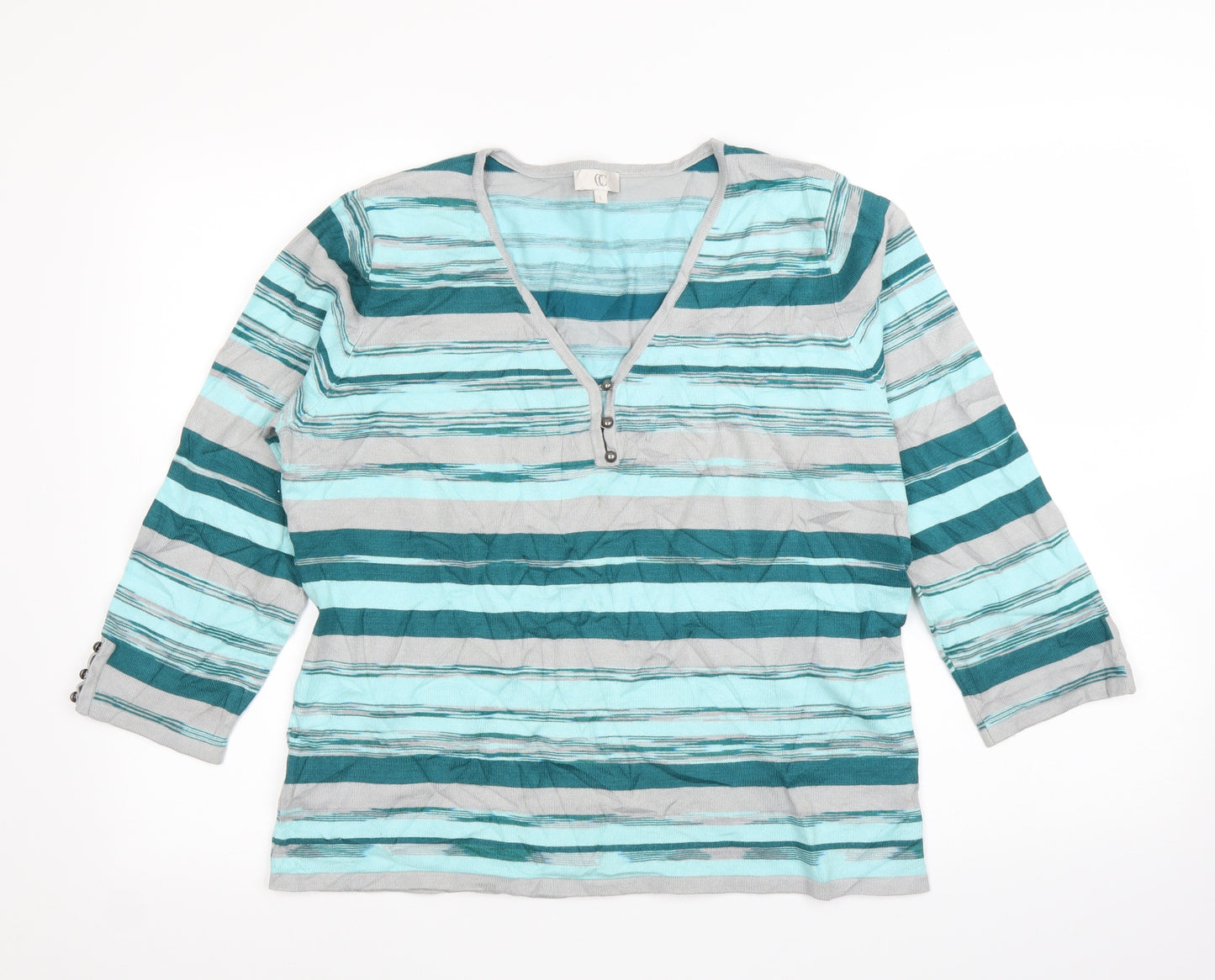CC Womens Blue Striped  Pullover Jumper Size L