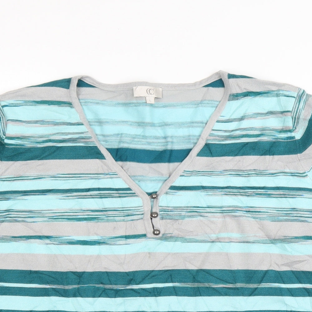 CC Womens Blue Striped  Pullover Jumper Size L