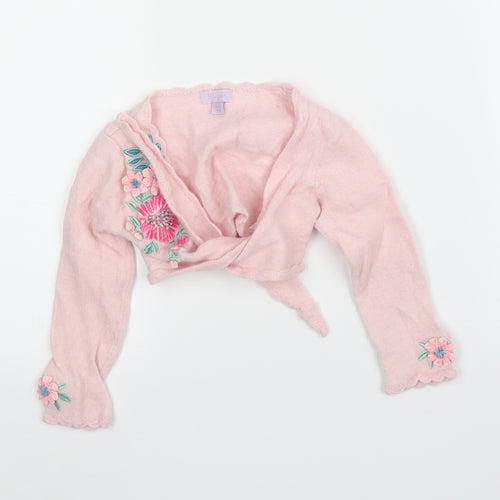 Monsoon Girls Pink Floral  Cardigan Jumper Size 3-4 Years