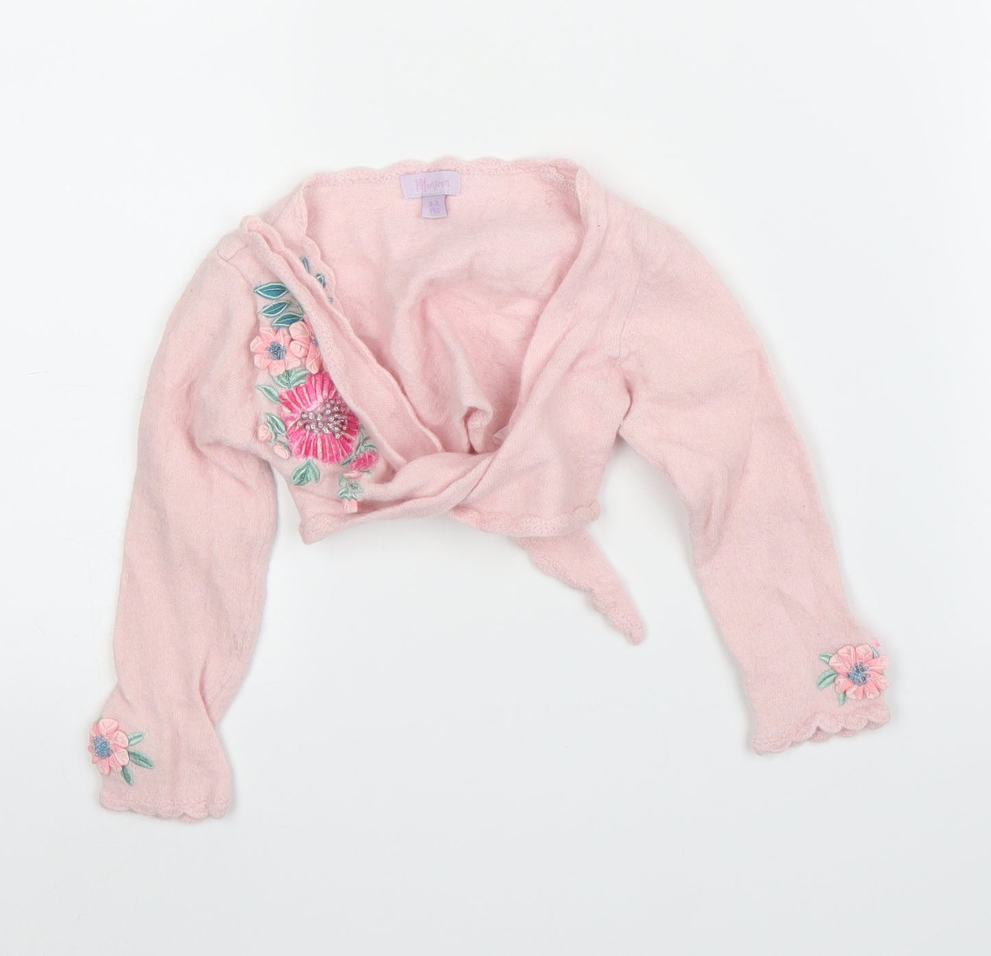 Monsoon Girls Pink Floral  Cardigan Jumper Size 3-4 Years