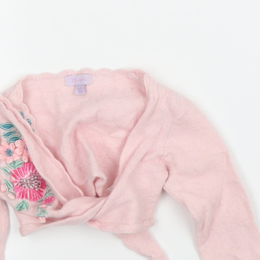 Monsoon Girls Pink Floral  Cardigan Jumper Size 3-4 Years