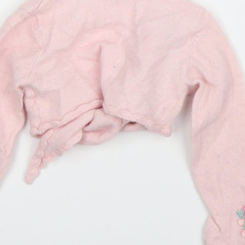 Monsoon Girls Pink Floral  Cardigan Jumper Size 3-4 Years