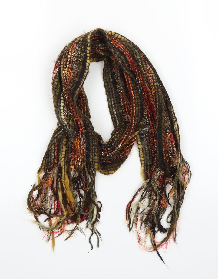 Preworn Unisex Brown Striped   Scarf