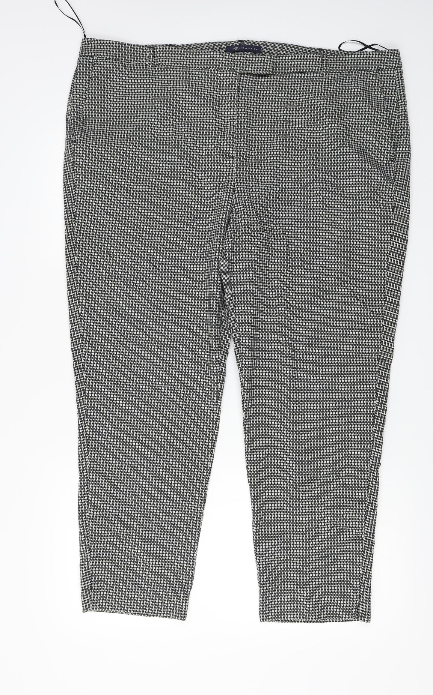 Marks and Spencer  Womens Grey Check  Trousers  Size 22 L24 in