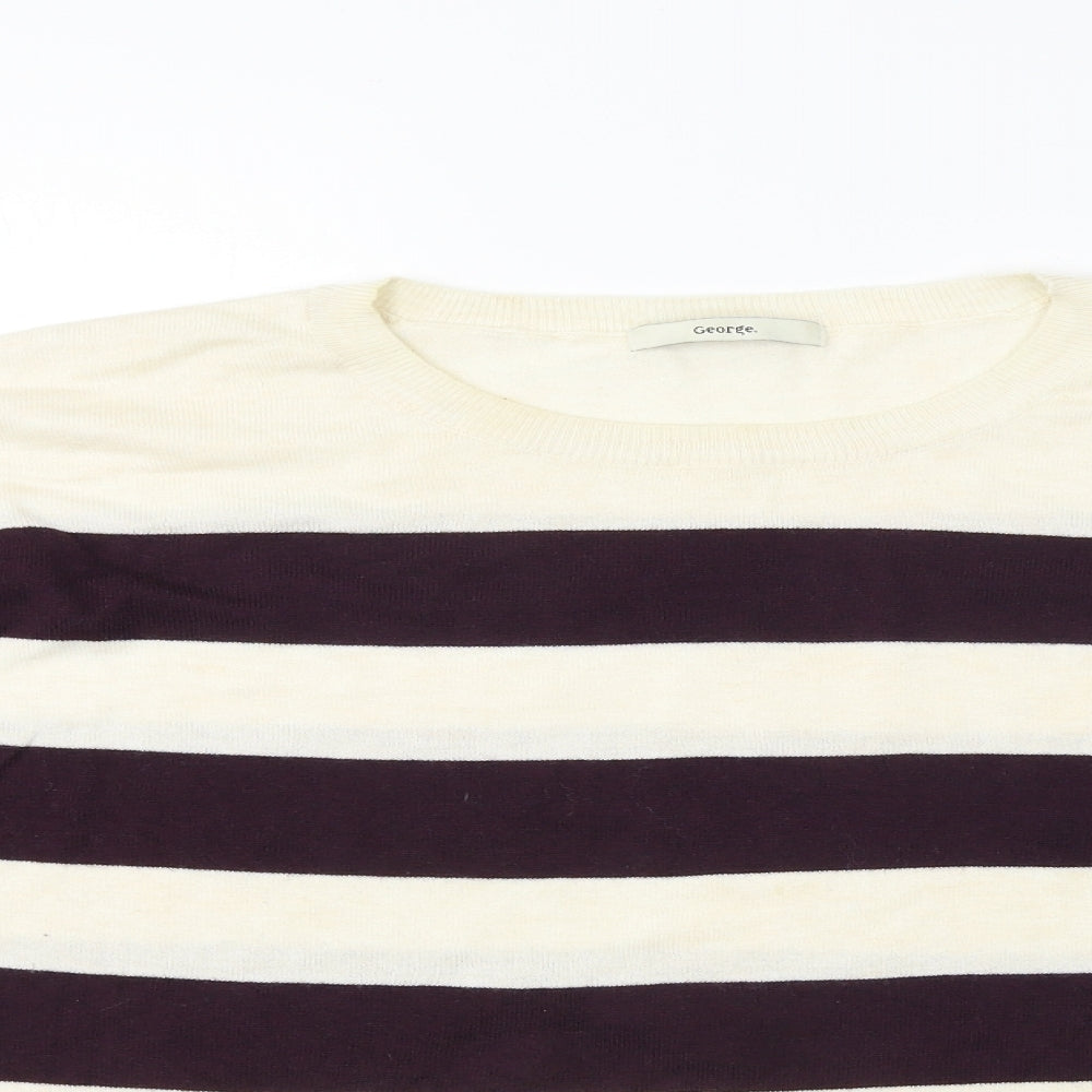 George Womens Beige Striped  Pullover Jumper Size 14