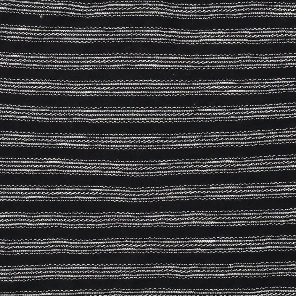 M&Co Womens Black Striped  Basic T-Shirt Size 18