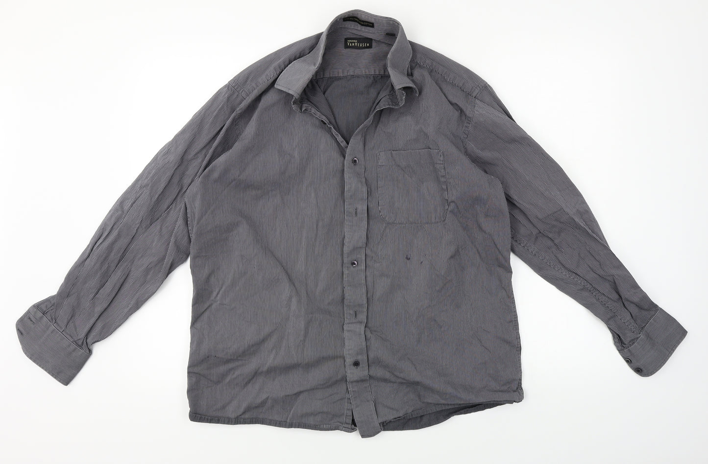 Unity World Wear  Mens Grey Striped   Dress Shirt Size 42