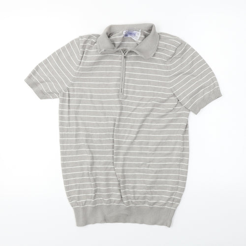 Primark  Mens Grey Striped   Polo Size S