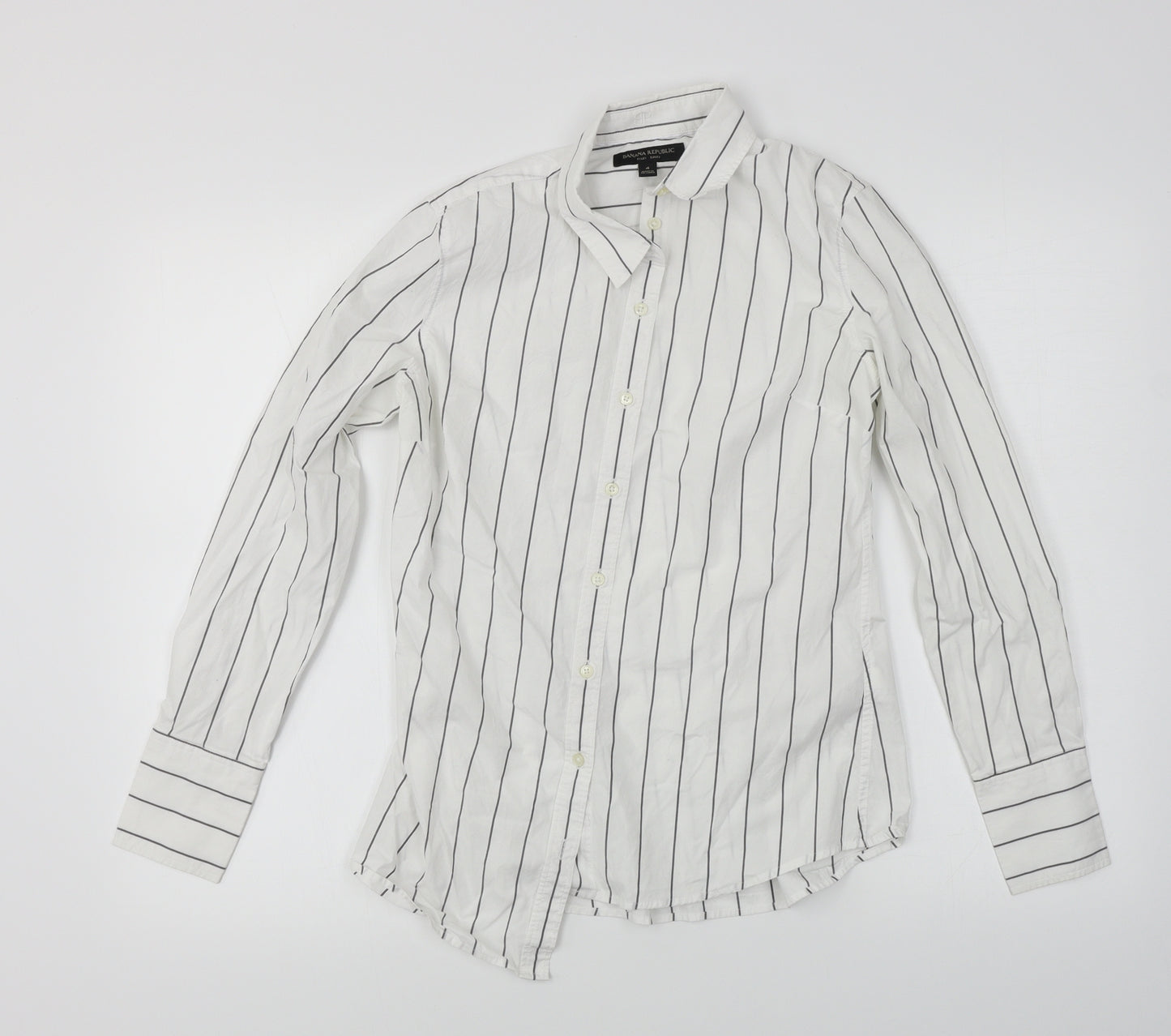 Banana Republic  Womens White Striped  Basic Button-Up Size 4