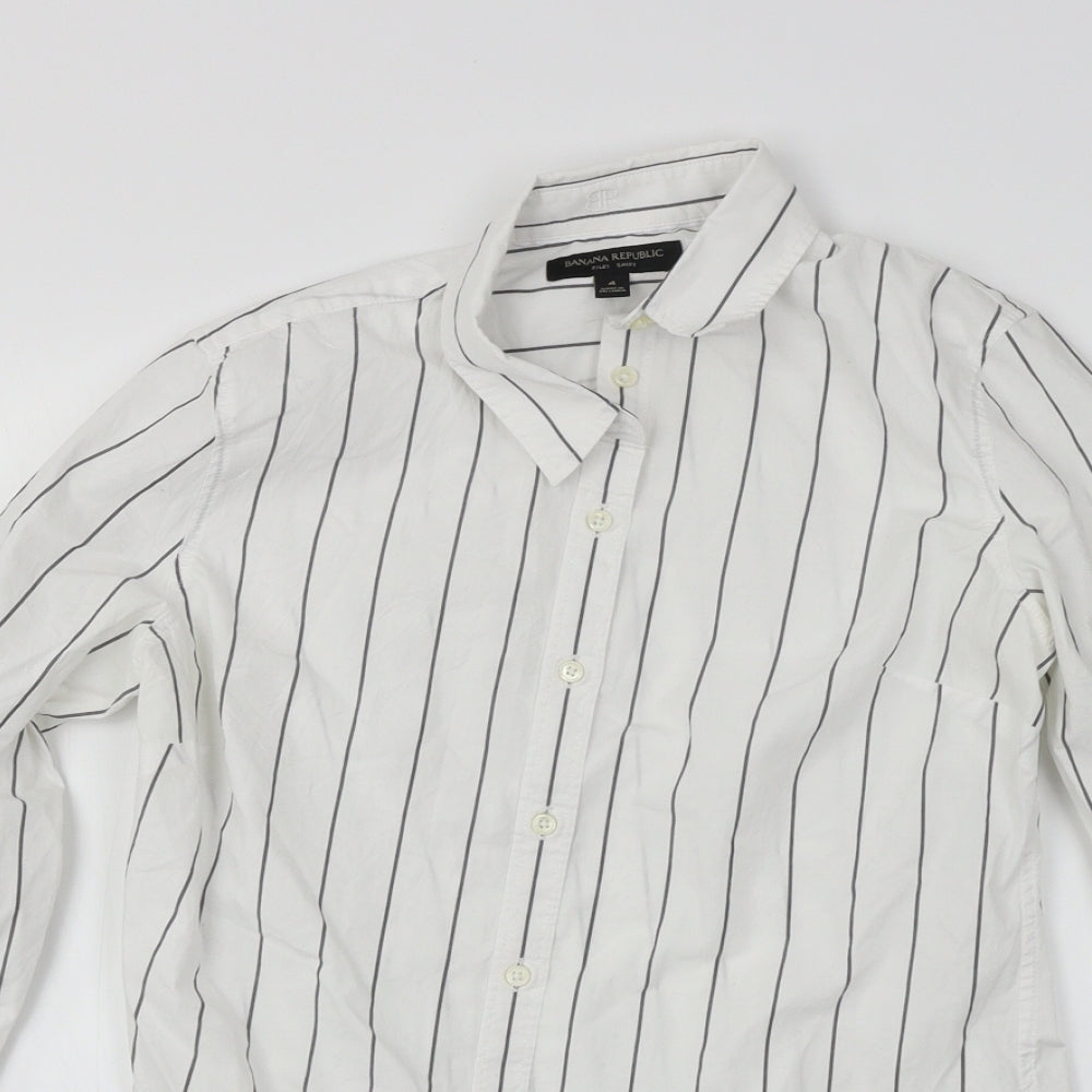 Banana Republic  Womens White Striped  Basic Button-Up Size 4