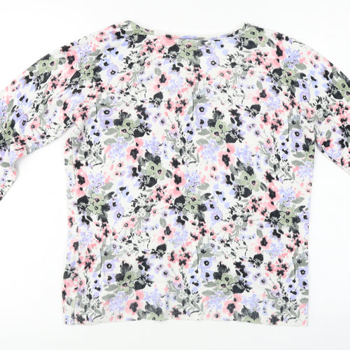 F&F  Womens White Floral  Cardigan Jumper Size 12