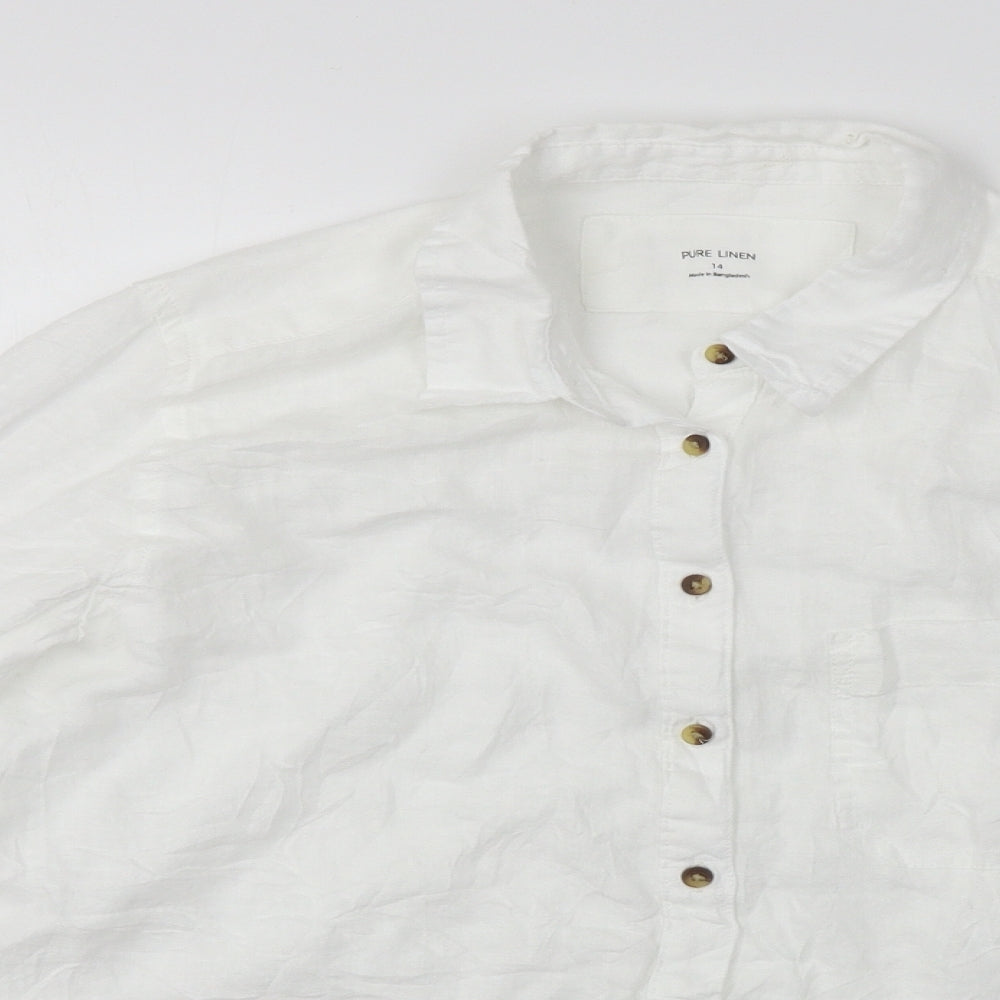 Pure linen  Womens White   Basic Button-Up Size 14