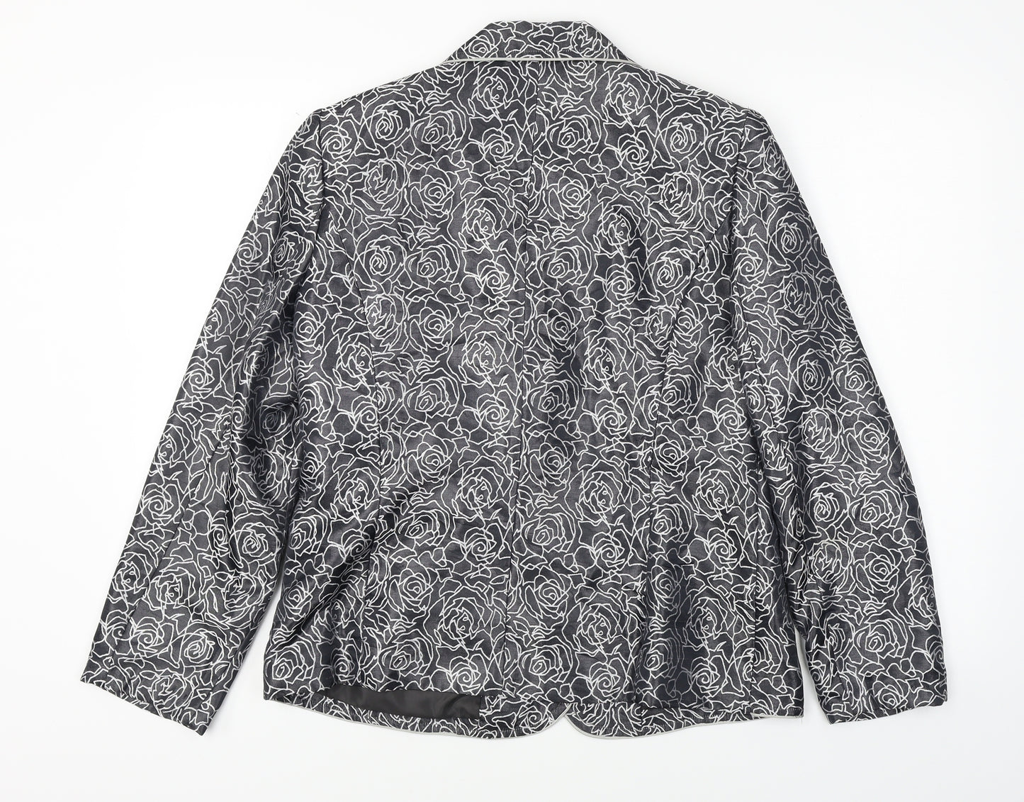 Oscar B  Womens Grey Floral  Jacket Blazer Size 14