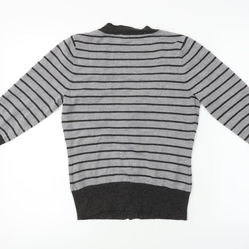 George  Womens Grey Striped  Cardigan Jumper Size 8