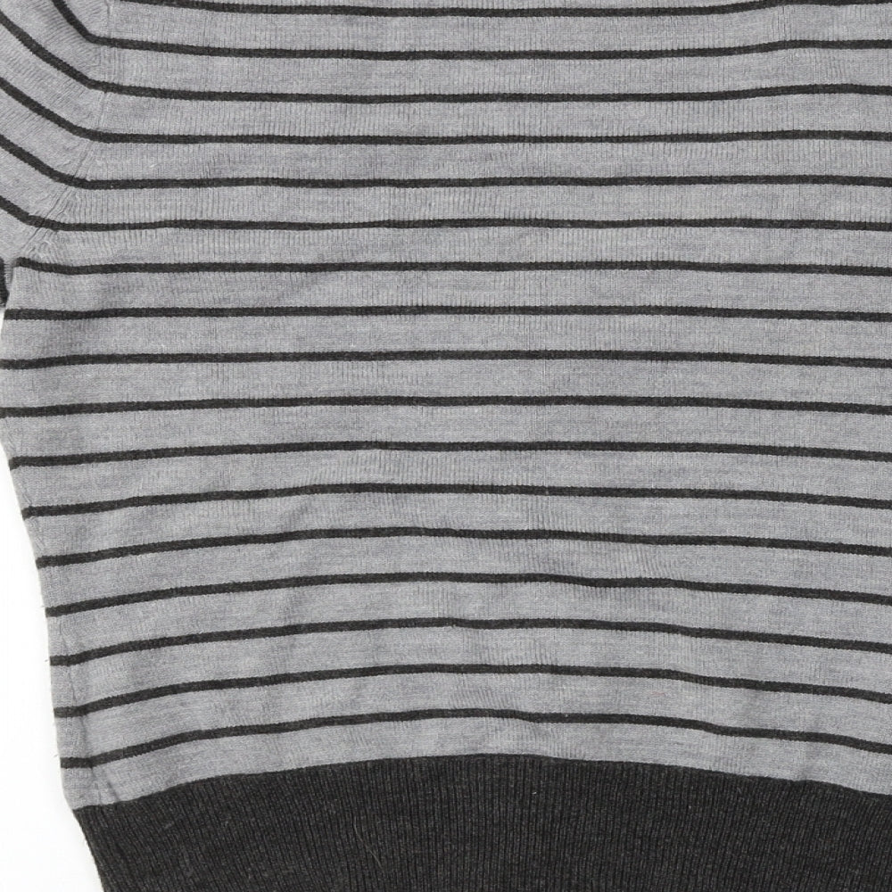 George  Womens Grey Striped  Cardigan Jumper Size 8