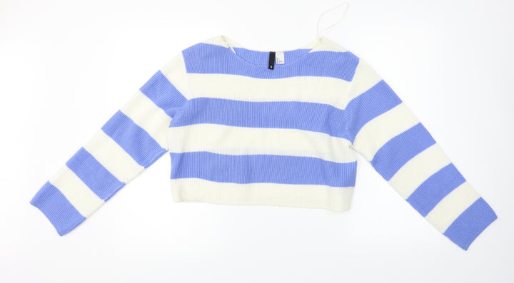 H&M Womens Blue Striped  Pullover Jumper Size S
