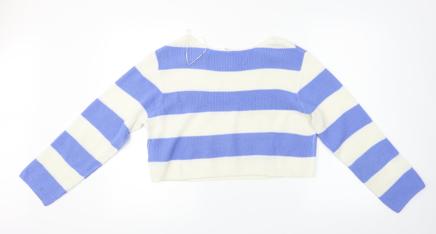 H&M Womens Blue Striped  Pullover Jumper Size S