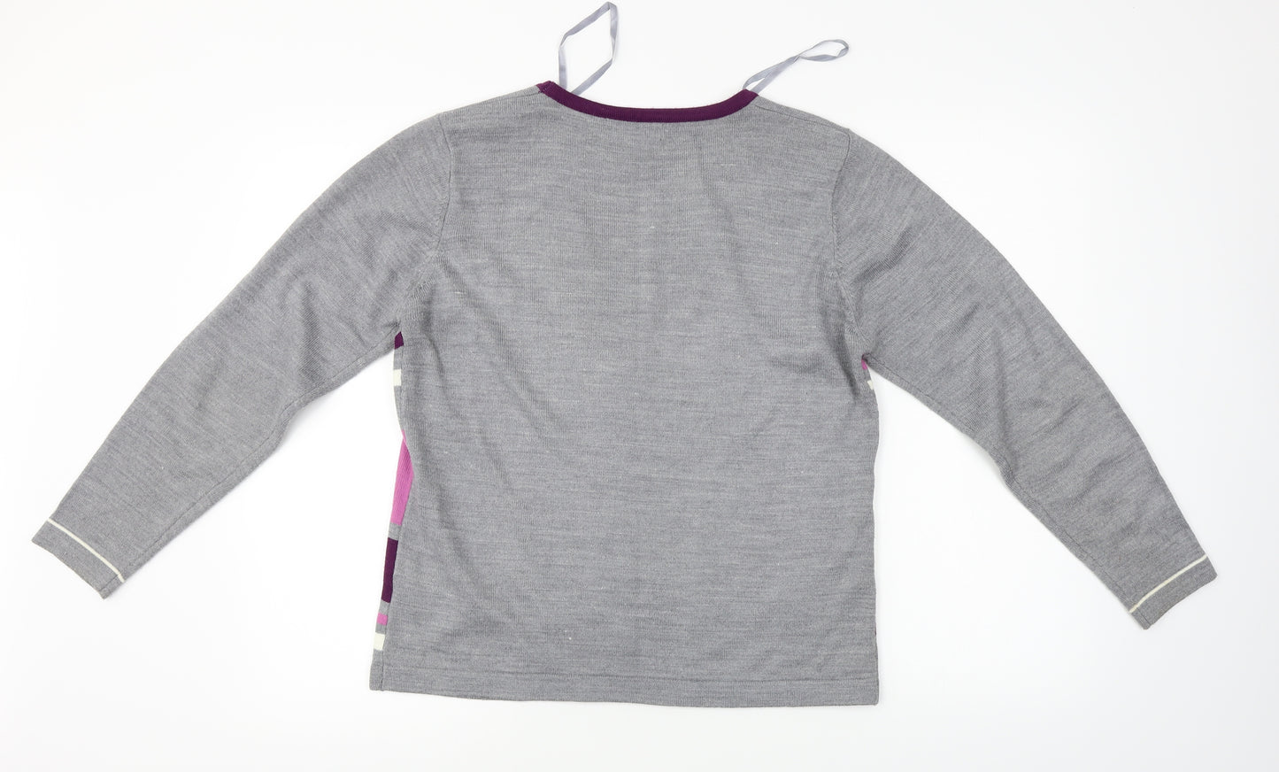 mudflowers Womens Grey Striped  Pullover Jumper Size S