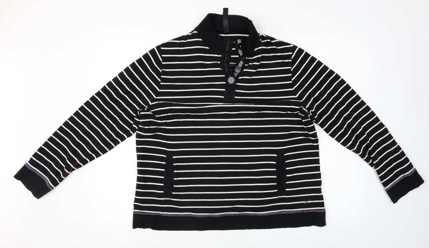Preworn  Womens Black Striped  Henley Jumper Size 26