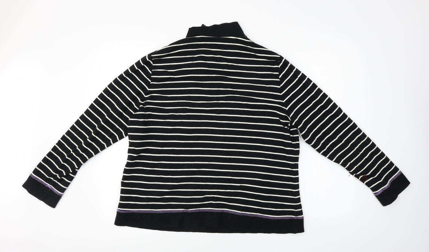 Preworn  Womens Black Striped  Henley Jumper Size 26