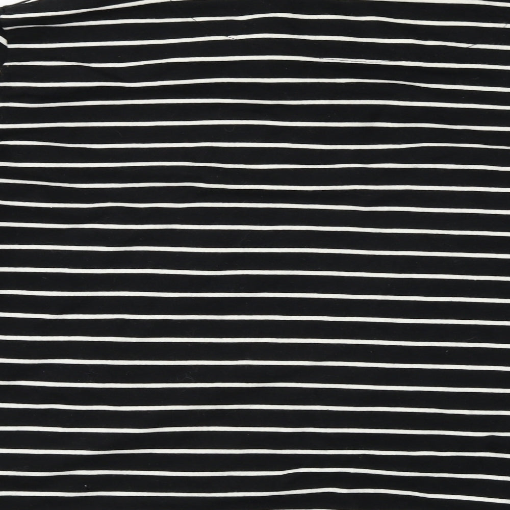 Preworn  Womens Black Striped  Henley Jumper Size 26
