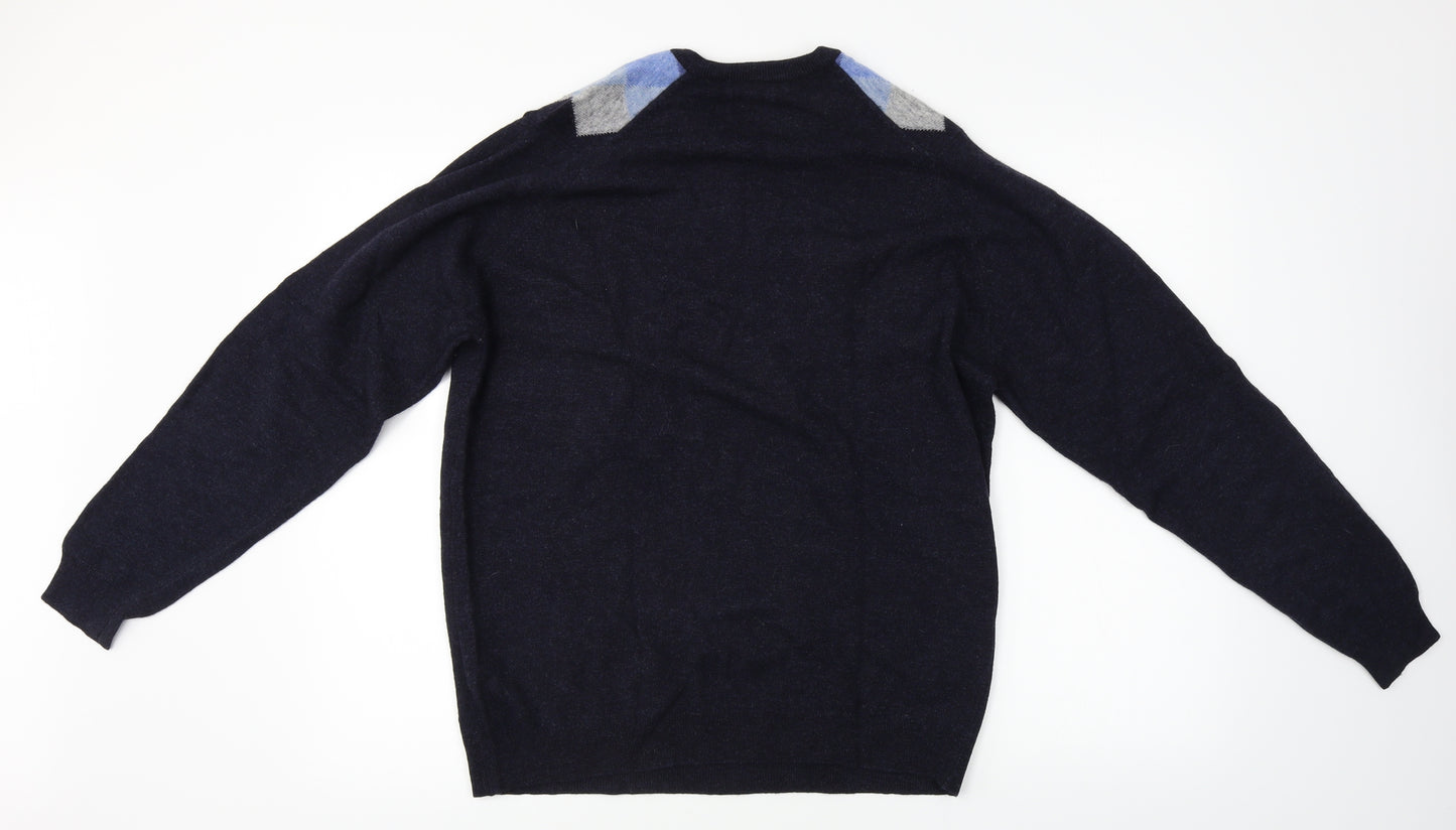 Jaeger  Mens Blue Herringbone  Pullover Jumper Size M