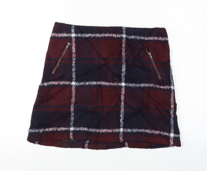 George Womens Red Check A-Line Skirt Size 30 in