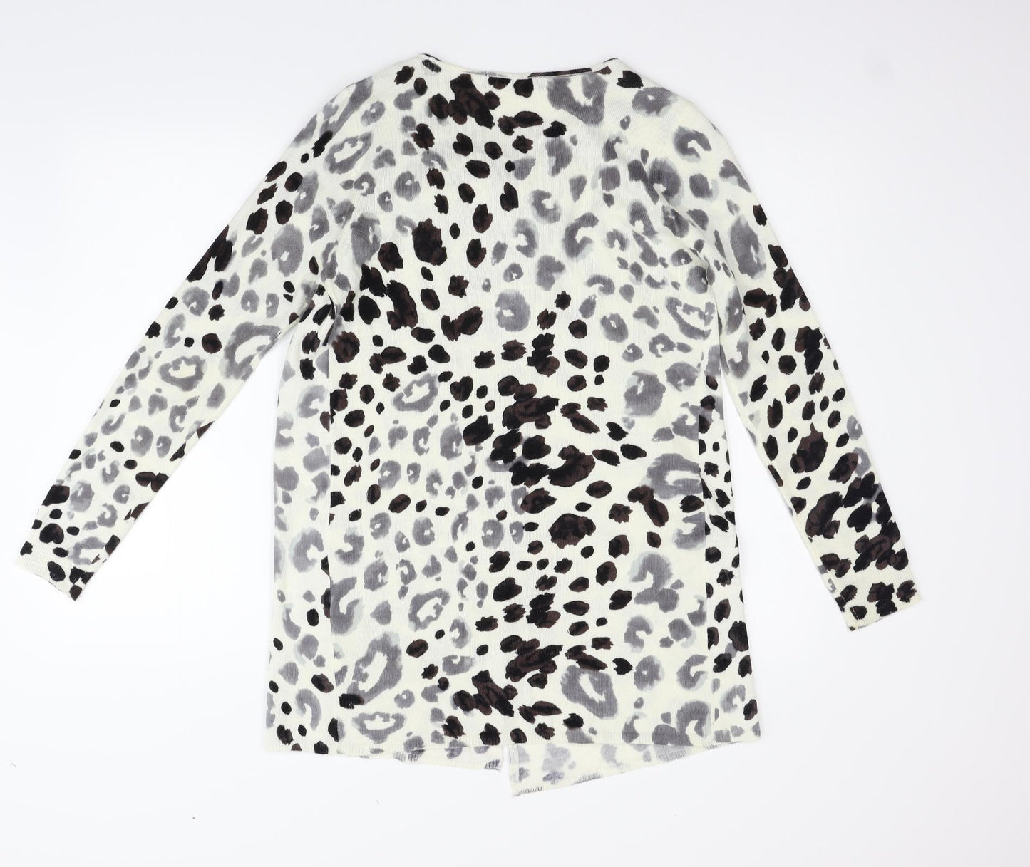 Marks and Spencer Womens White Animal Print  Cardigan Jumper Size S