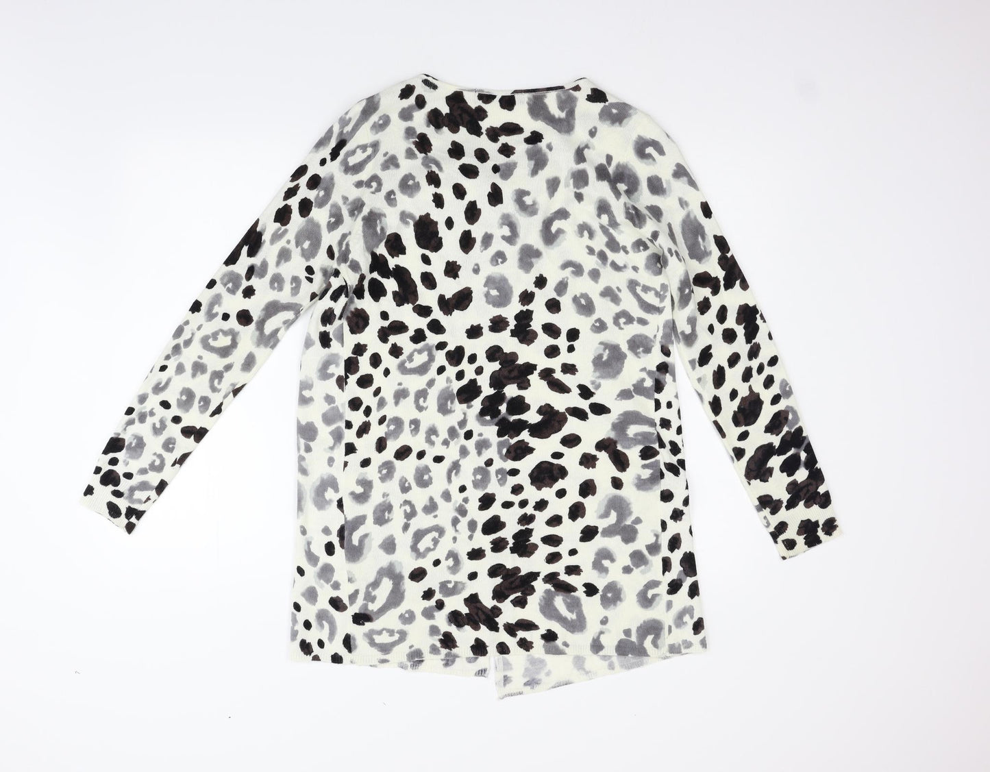 Marks and Spencer Womens White Animal Print  Cardigan Jumper Size S