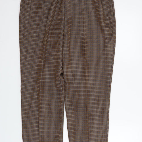 SLIMMA Womens Brown Check  Trousers  Size 18 L28 in