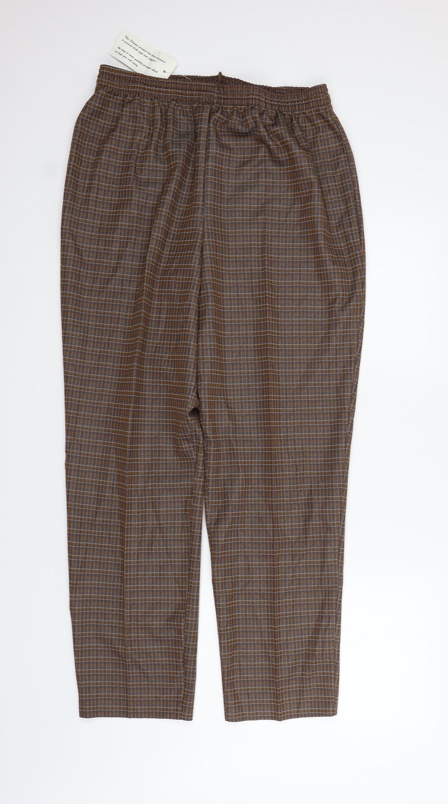 SLIMMA Womens Brown Check  Trousers  Size 18 L28 in