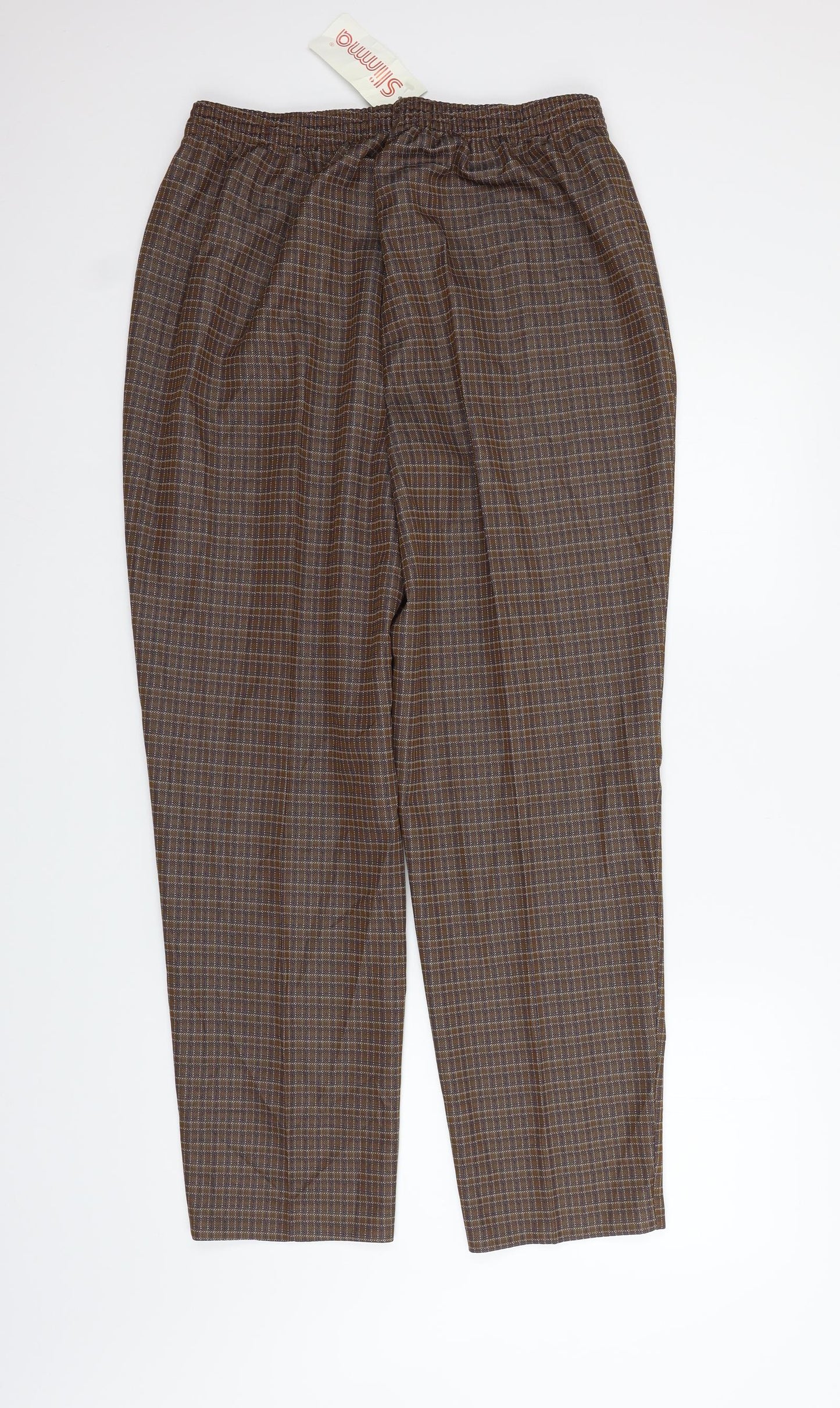 SLIMMA Womens Brown Check  Trousers  Size 18 L28 in