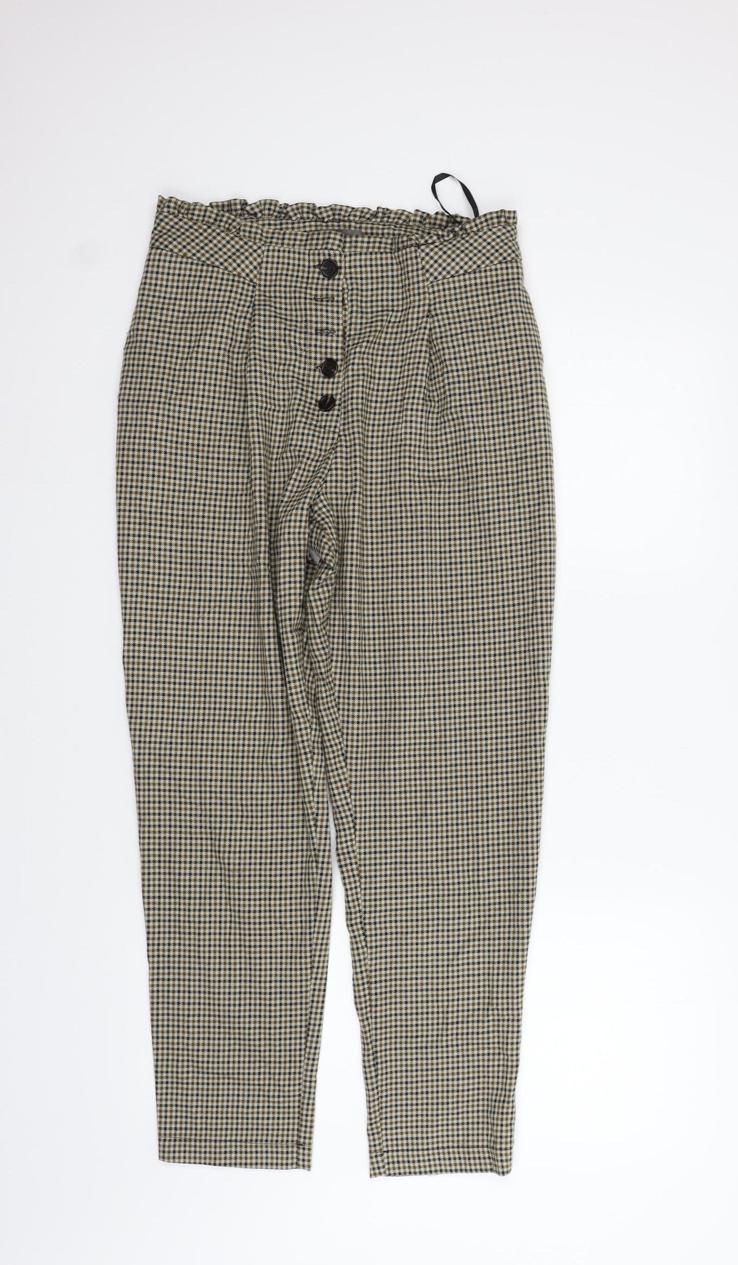 Primark Womens Beige Check  Trousers  Size 10 L25 in