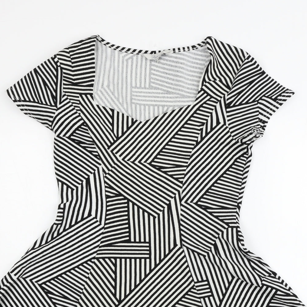 Peacocks Womens Black Geometric  Pullover Jumper Size 12