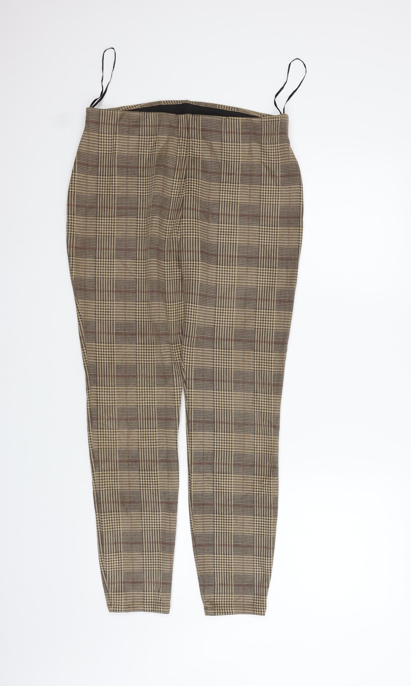 TU Womens Beige Check  Trousers  Size 14 L25 in